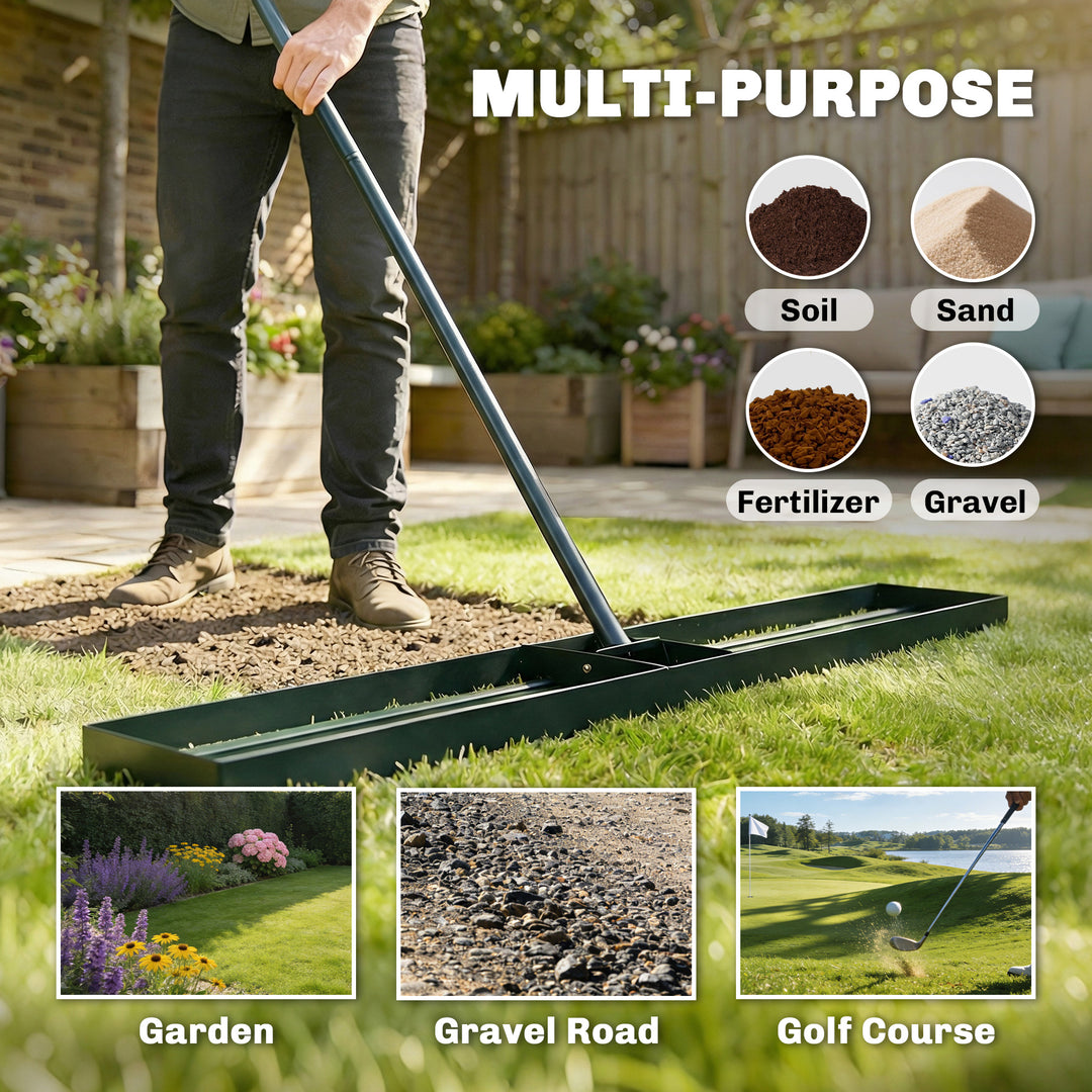 Lawn Levelling Rake, 113 x 26 cm Lawn Leveller Lute with 169 cm Handle