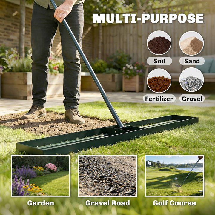 Lawn Levelling Rake, 113 x 26 cm Lawn Leveller Lute with 169 cm Handle