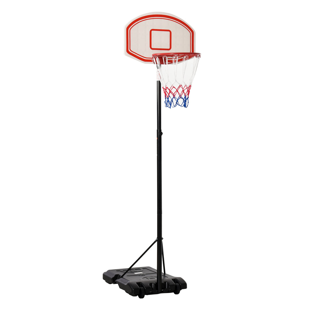 Portable Basketball Stand 175-215cm Adjustable Height Sturdy Rim Hoop w/ Large Wheels Stable Base Net Free Standing