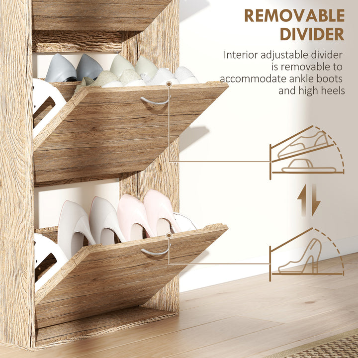 MCL 12-Shoe Flip Drawer Storage Cabinet - Brown Wood-Effect