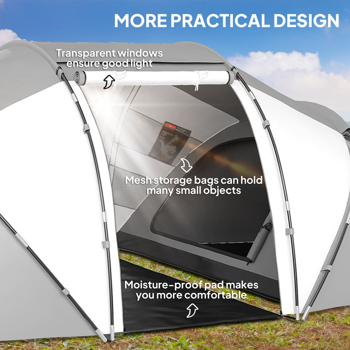4-6 Man UV Protection Camping Tent - Charcoal Grey and White