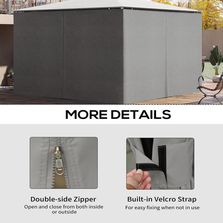 MCL 4 Pack Replacement Gazebo Curtains Privacy Panel for Most 3 x 4m Gazebo Canopy Pavillion Outdoor Shelter Sidewalls Accessories Light Grey