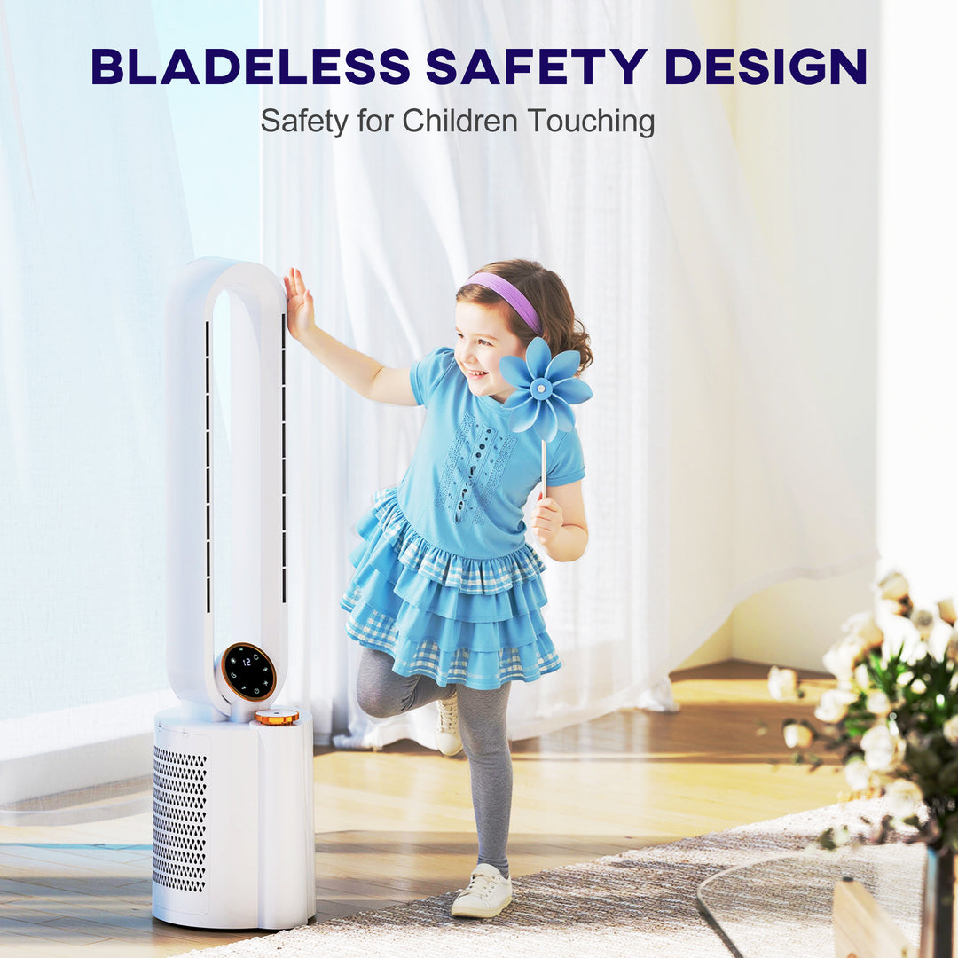 Multi-Mode Bladeless Tower Fan and Humidifier - White