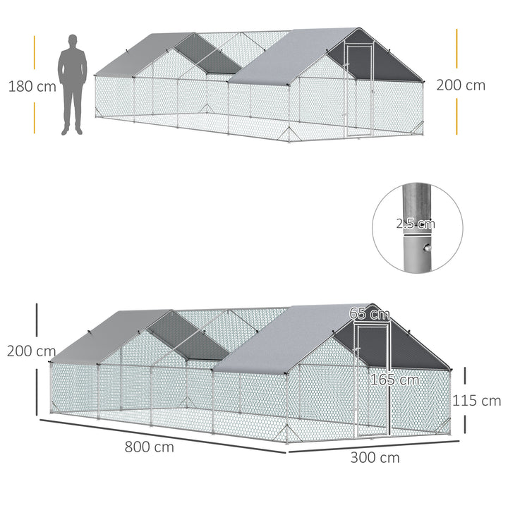Chicken Run Galvanised Walk-in Chicken Coop Hen Poultry House Cage Rab