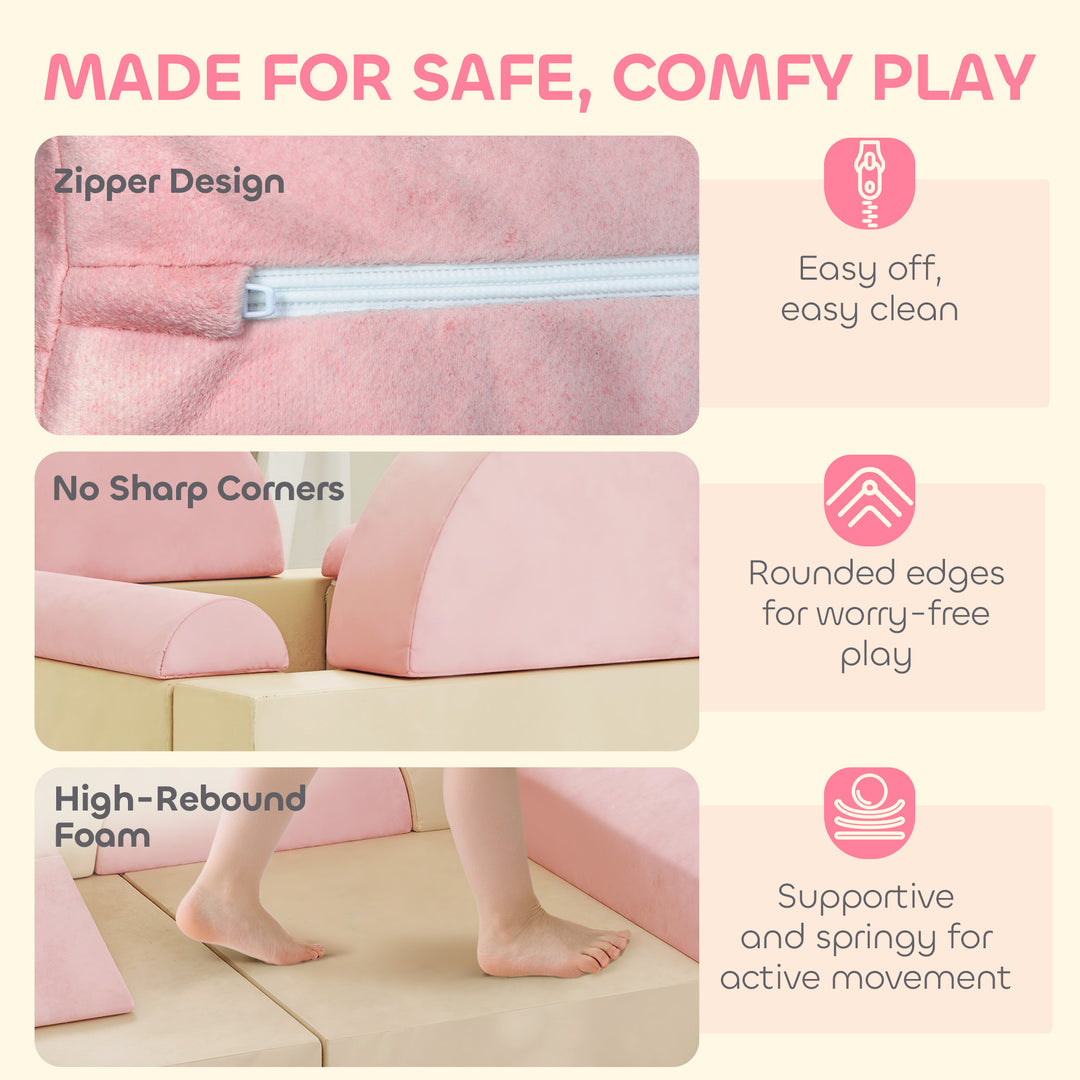 Kids Play Sofa, 12 Pieces Foam Modular Soft Play Set for Playroom, Chi