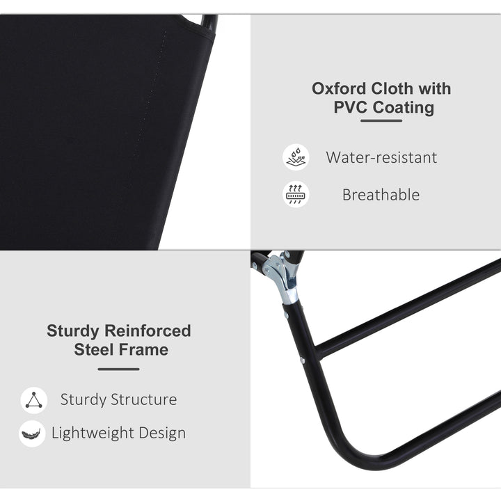 MCL Foldable Sun Lounger with 5-Position Adjustable Backrest, Outdoor Portable Recliner Chaise Lounge Chair with Breathable Mesh Fabric, Black