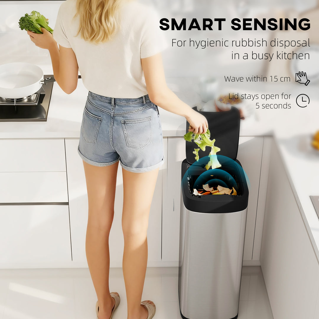 50L Sensor Bin, Automatic Kitchen Bin, Manual Override, Battery Operat