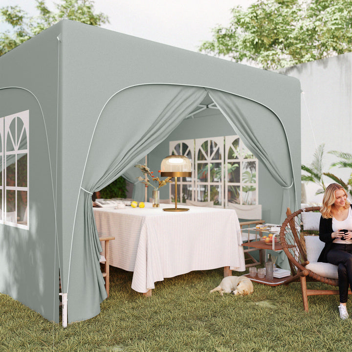 3 x 3m Pop-Up Gazebo Shelter, with Accessories - Light Grey