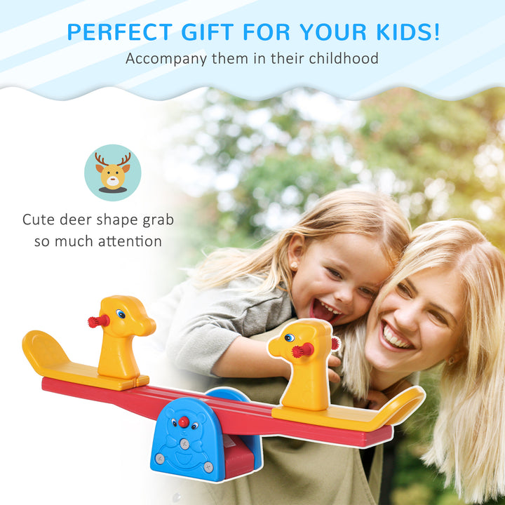 MCL Kids Seesaw Safe Teeter Totter 2 Seats with Easy-Grip Handles, Safe, Indoor Outdoor Living Room Playroom Backyard Equipment, for 1-4 years old Multicolor