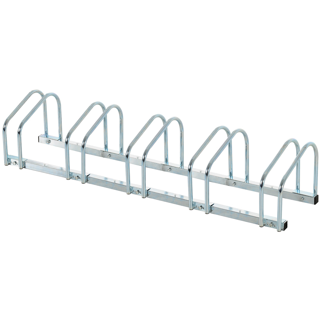 MCL Bike Stand Parking Rack Floor or Wall Mount Bicycle Cycle Storage Locking Stand (5 Racks, Silver)