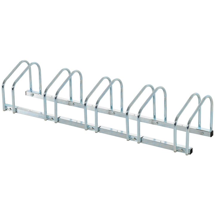 MCL Bike Stand Parking Rack Floor or Wall Mount Bicycle Cycle Storage Locking Stand (5 Racks, Silver)