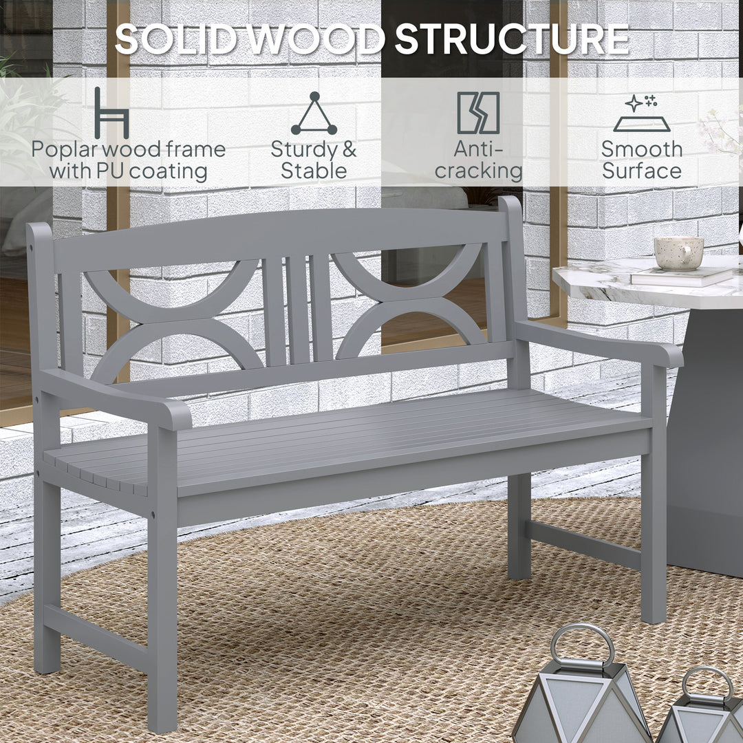 2-Seater Wooden Garden Bench Outdoor Patio Loveseat for Porch, Grey