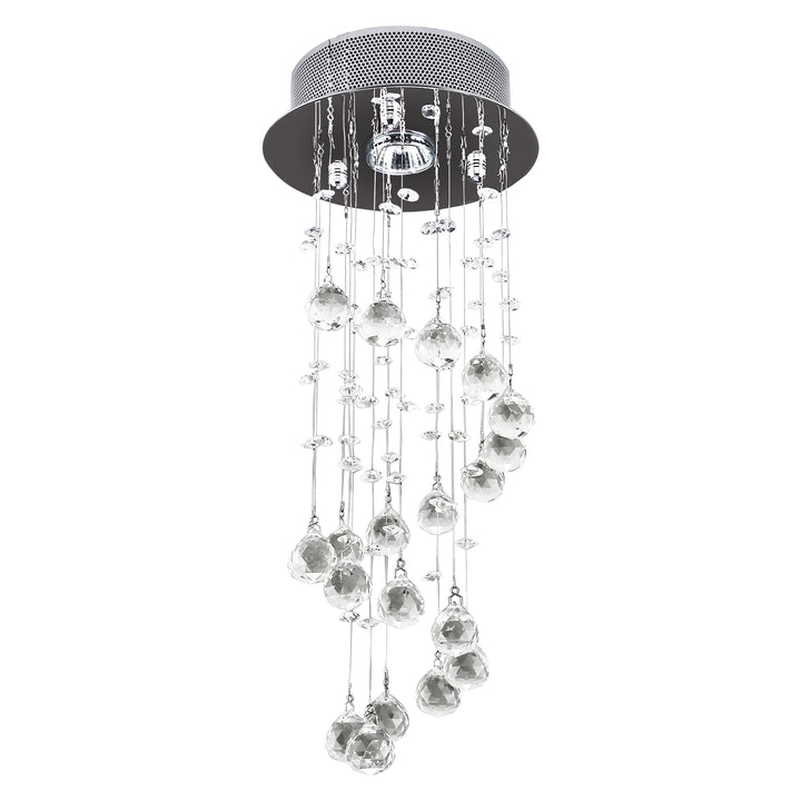 HOMCOM Metal Crystal Ceiling Light Chandelier Elegant Pendant Lamp Living Room Stairway Stairway Spiral Rain Drop Pendant Lamp Silver | Aosom UK