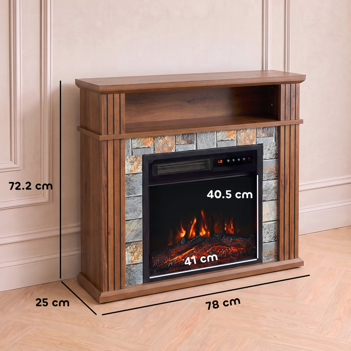 Freestanding Electric Fireplace Suite, 1800W, Open Shelf, Electric - view 3
