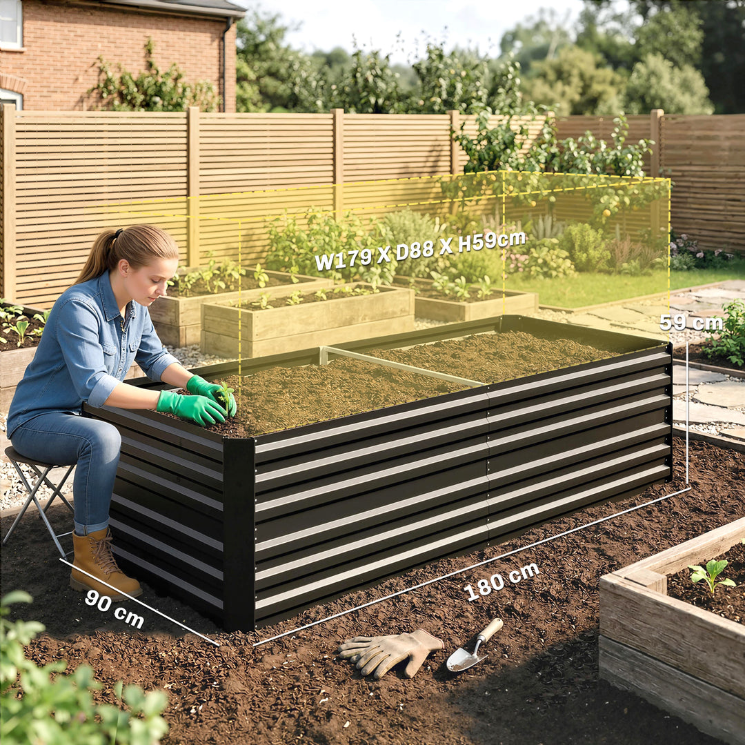 Raised Beds for Garden, Galvanised Steel Outdoor Planters with Multi-r