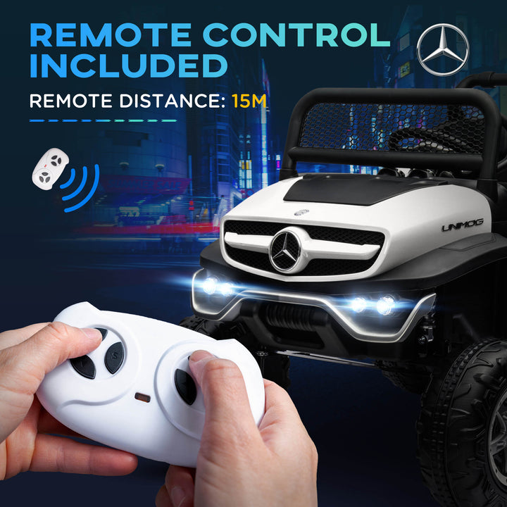 HOMCOM Mercedes-Benz Kids' Ride-On: 12V Battery Power, Remote Control, Lights & Horns, White