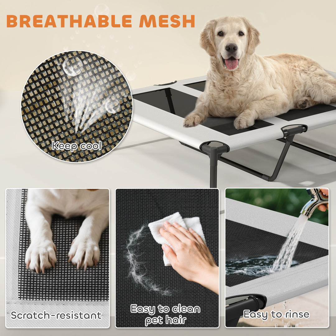 Portable Elevated Dog Bed with Removable Canopy, Cooling Raised Pet Cot for Large Dogs, 106 x 76 x 94 cm