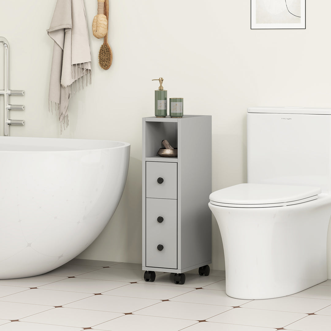 Slimline Bathroom Storage Cabinet - Grey