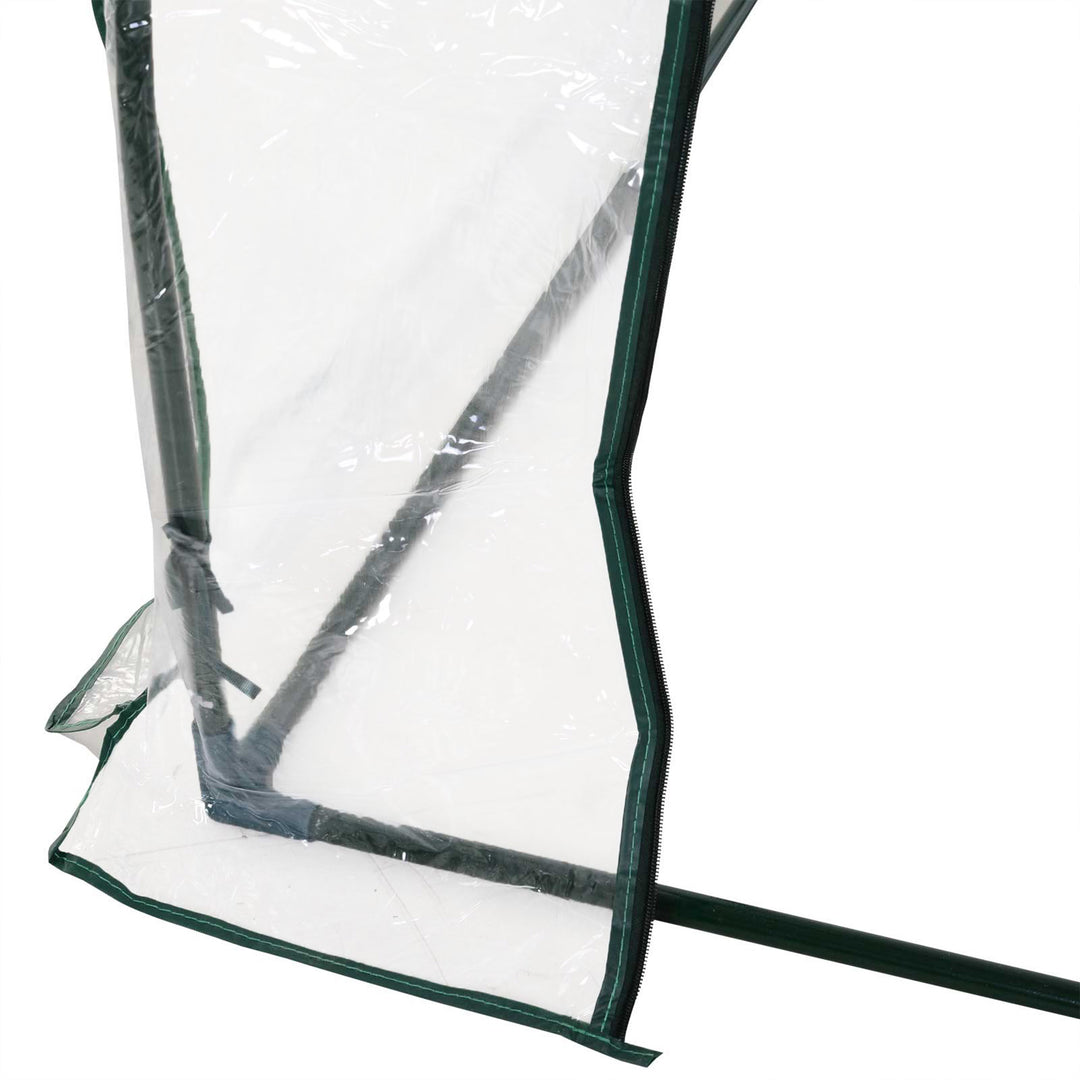 Set of 2 Tunnel Greenhouse, Green Grow House with Roll-up Door, Steel Frame, Plastic Cover for Garden, Outdoor, 250 x 100 x 80cm, Clear