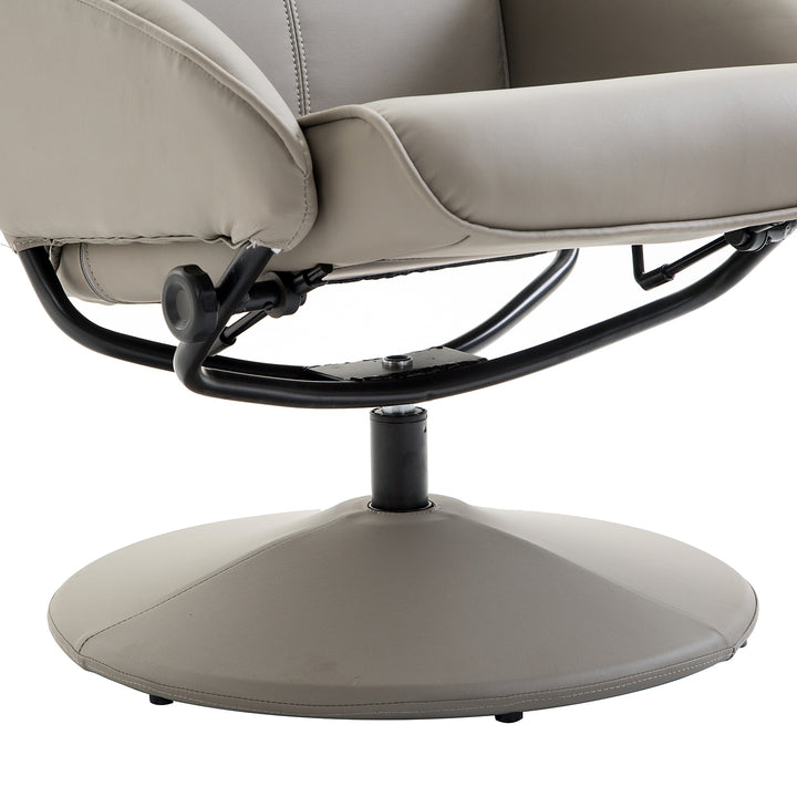 Recliner Chair and Footstool, Swivel PU Leather Upholstered Armchair with Footstool and Adjustable Backrest for Living Room, Bedroom, Grey
