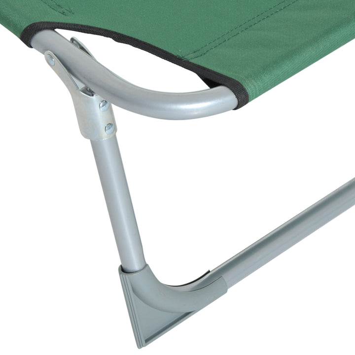 Reclining Sun Lounger Chair Folding Camping Bed with 4-Position Adjustable Backrest, for Travel Indoor Outdoor Office Fishing, Green