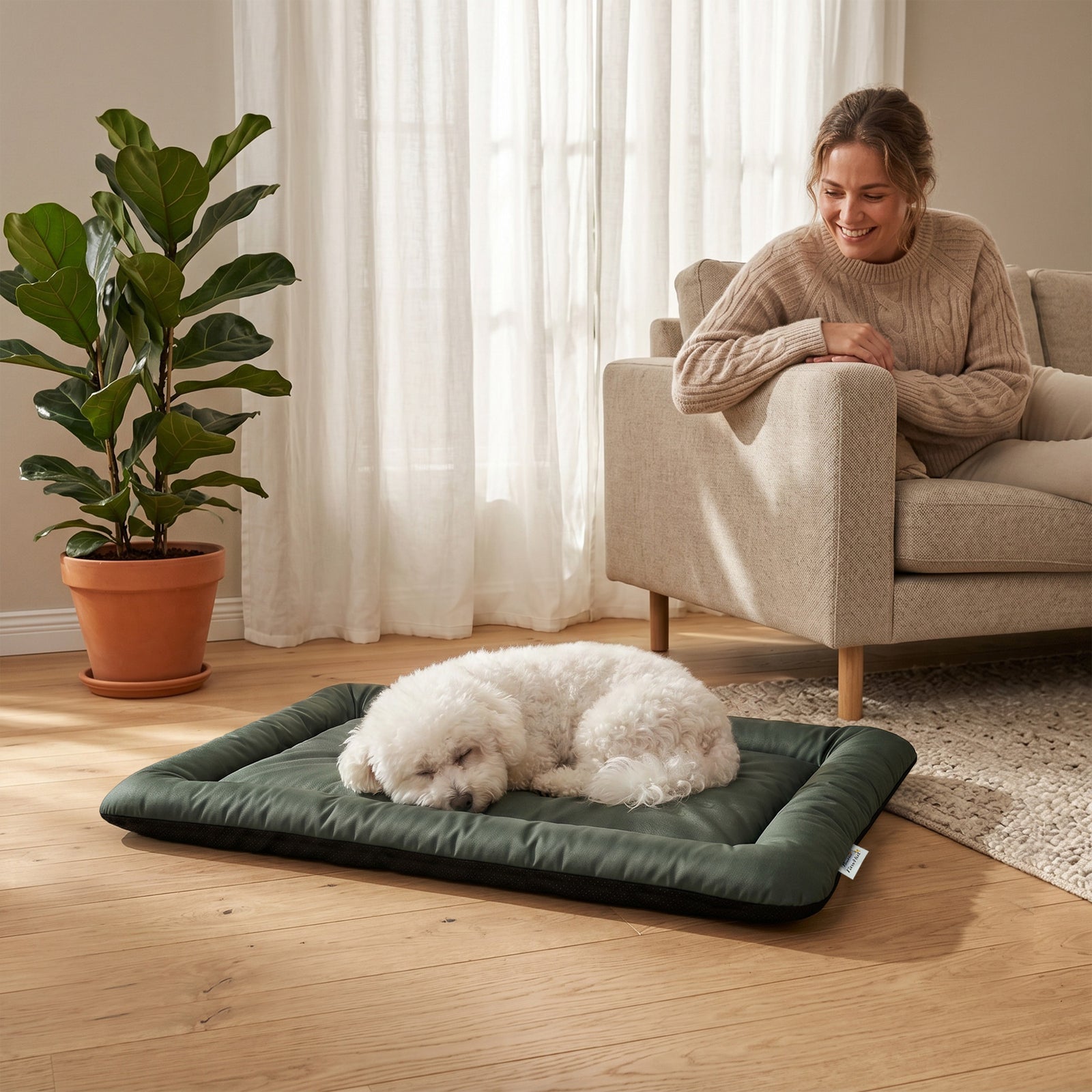 Waterproof Dog Bed, Foldable Pet Bed with Anti-Slip Bottom, Machine Wa