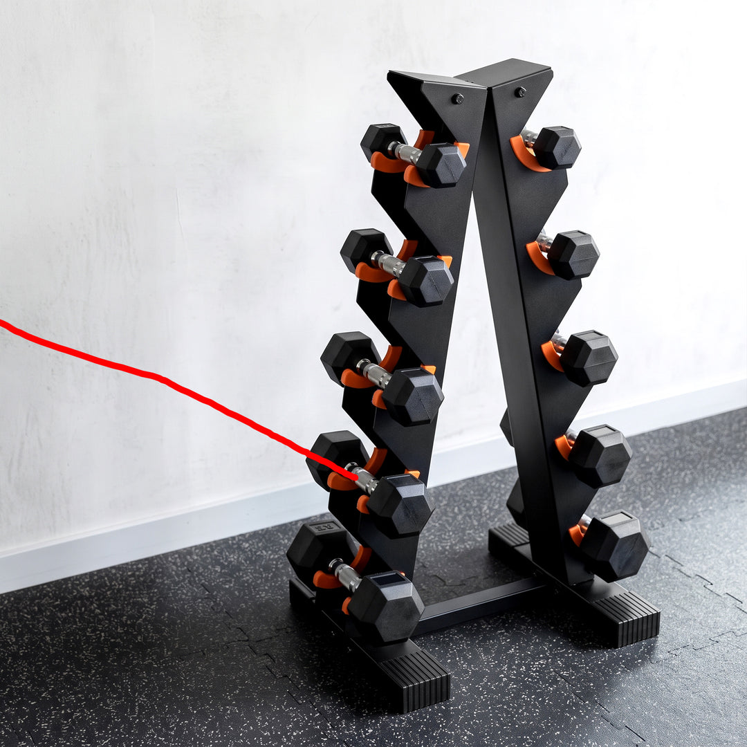 5-Tier Dumbbell Rack, A-Frame Weight Stand with Protective Washers - view 5