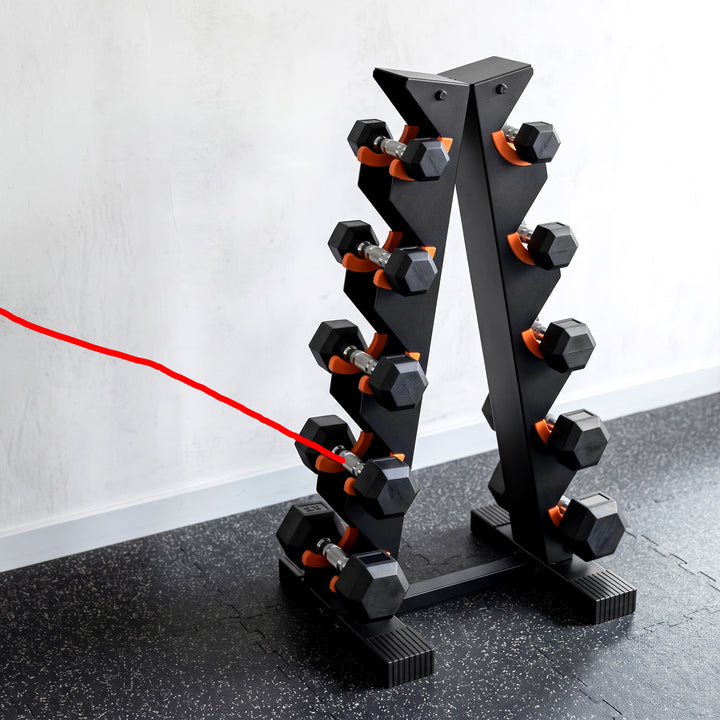5-Tier Dumbbell Rack, A-Frame Weight Stand with Protective Washers - view 5