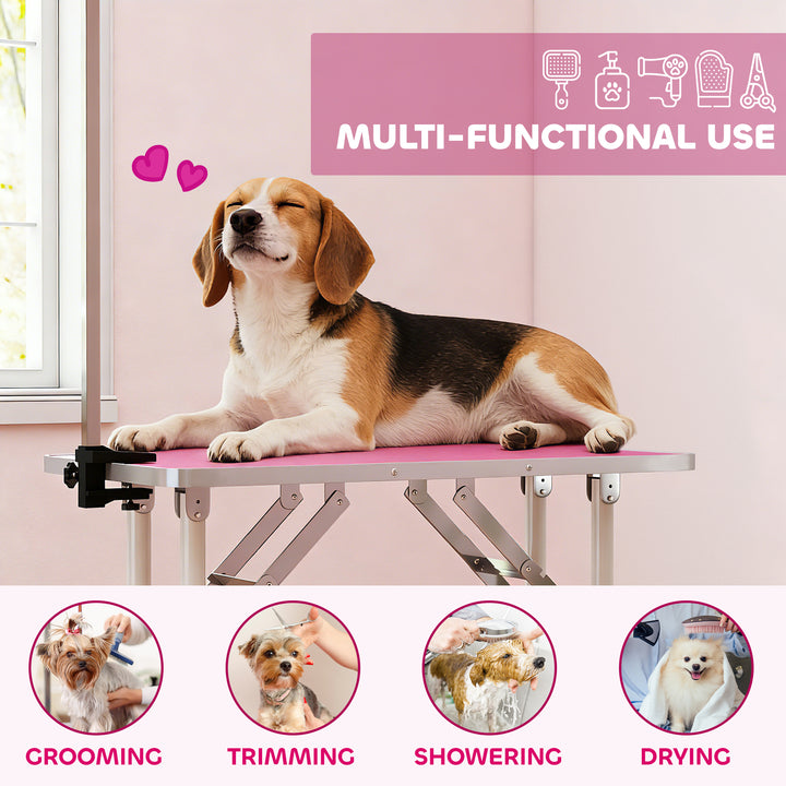 32" Foldable Dog Grooming Table Pet Drying Beauty Table Adjustable Fix