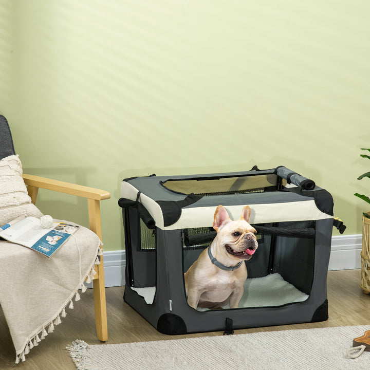 70cm Foldable Pet Carrier, with Cushion, for Small Dogs and Cats - Grey