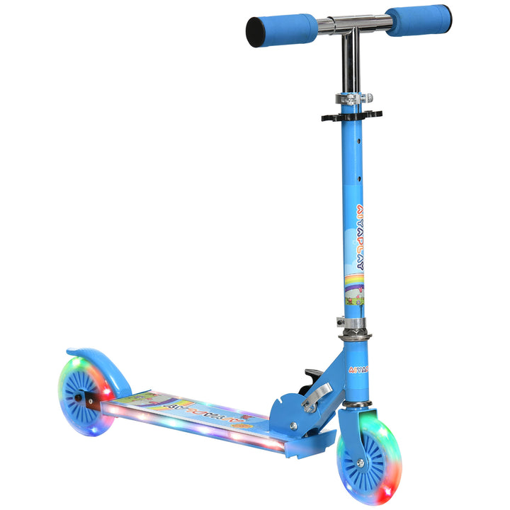 MCL Kids Scooter, with Lights, Music, Adjustable Height, Foldable Frame, for Ages 3-7 Years - Blue