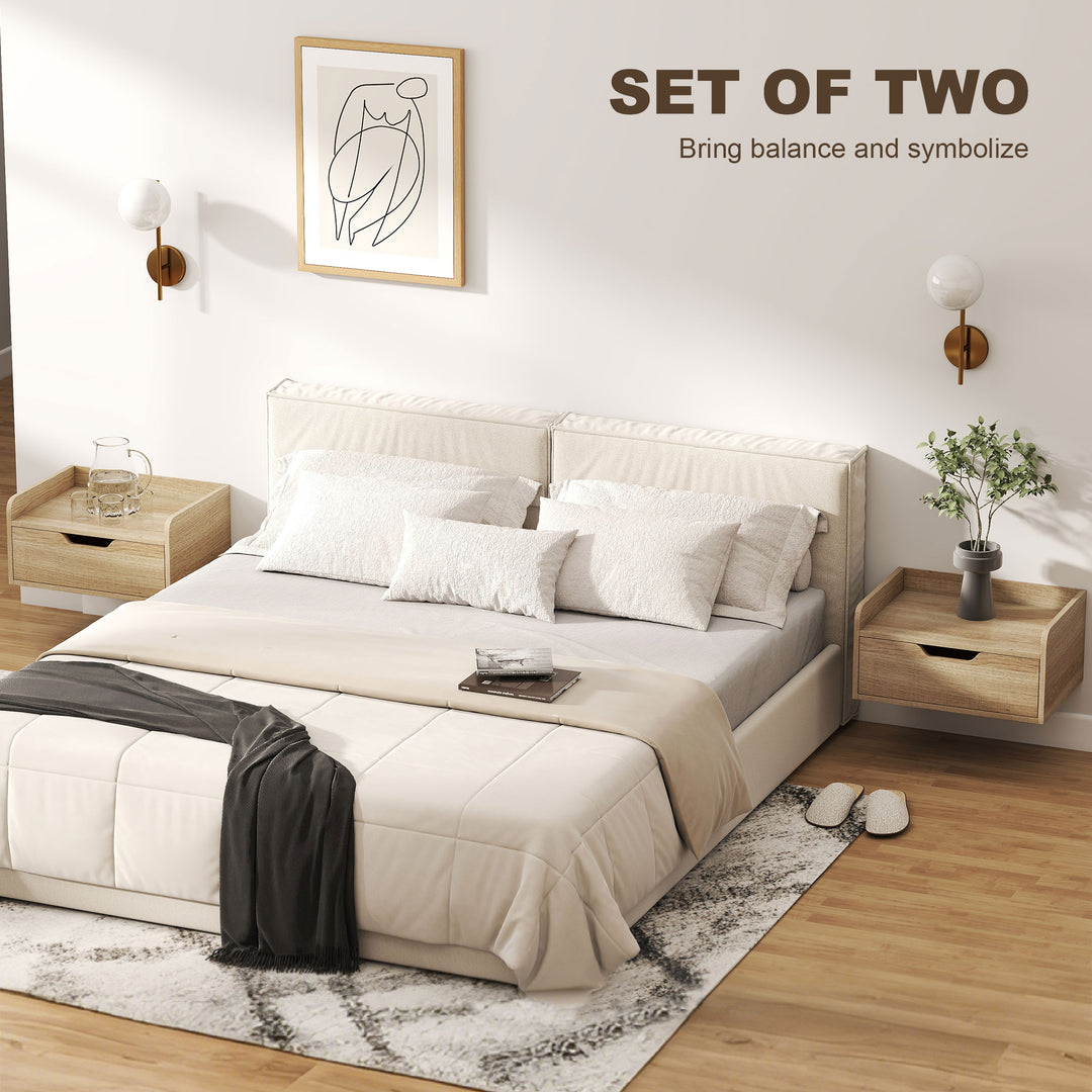 Floating Nightstands Set of 2, Wall Mounted Bedside Table with Drawer 