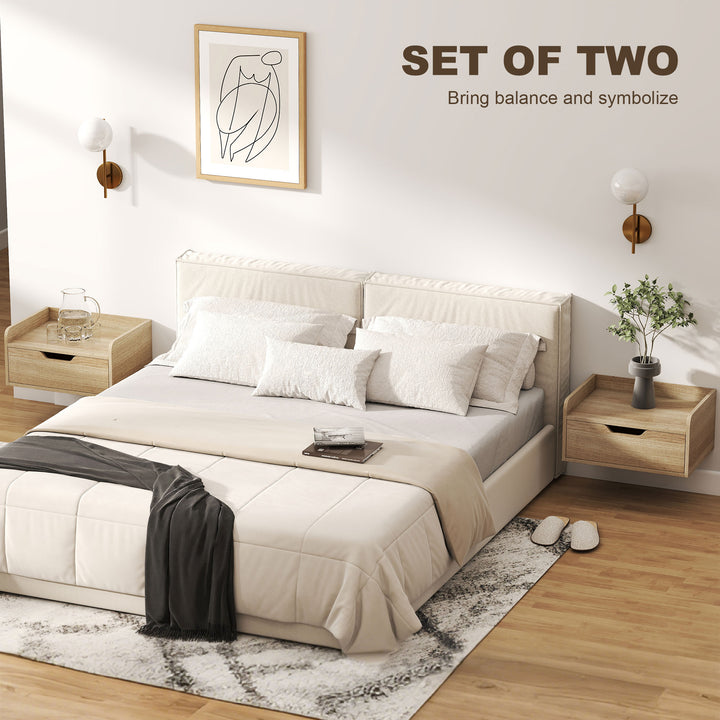 Floating Nightstands Set of 2, Wall Mounted Bedside Table with Drawer 