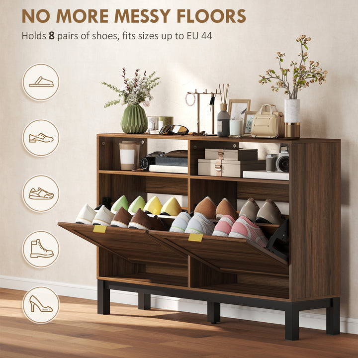 Shoe Cabinet with 2 Flip Drawers, Narrow Shoe Storage Top for Entryway