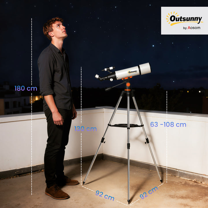 MCL Astronomy Telescope for Adults and Beginners with 80 mm Aperture, Carry Bag, White
