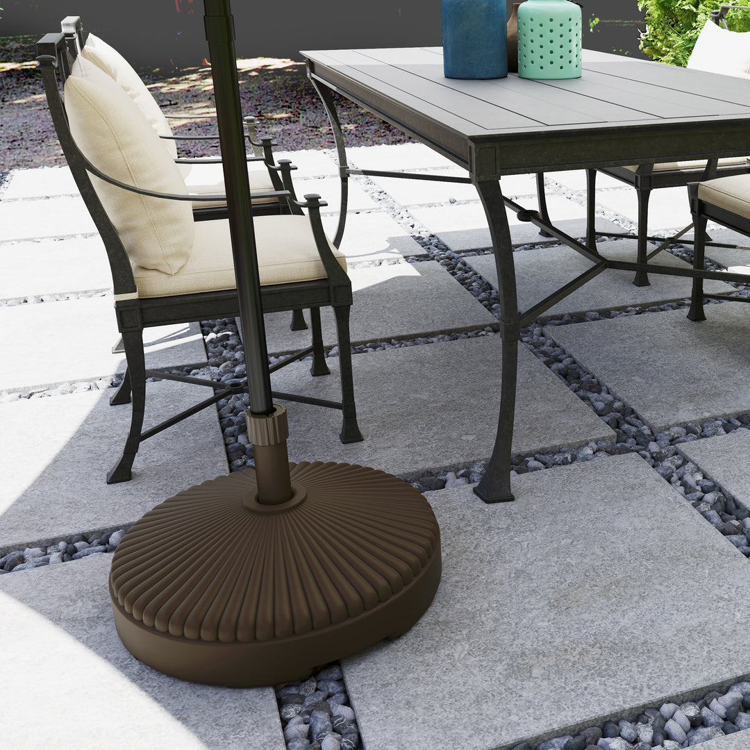 Garden Parasol Base Holder, 28kg Sand Filled, 23kg Water Filled, Sun Umbrella Base Outdoor Umbrella Stand Weight, Brown