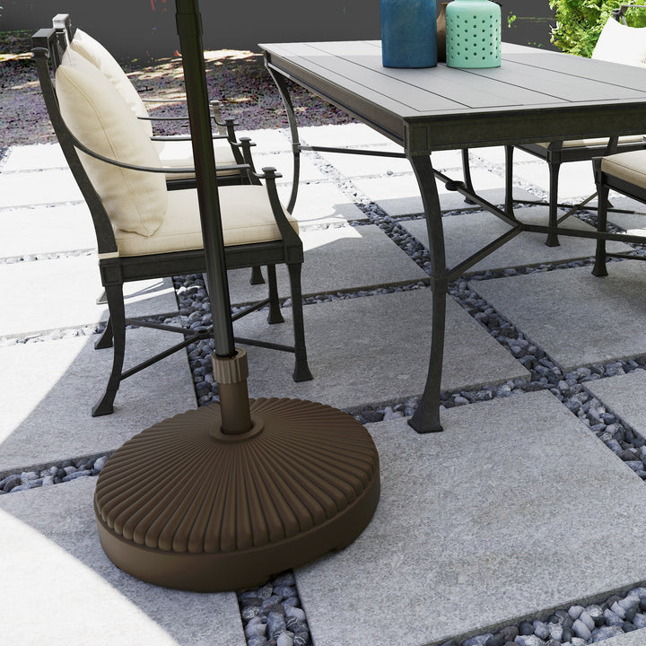 Garden Parasol Base Holder, 28kg Sand Filled, 23kg Water Filled, Sun Umbrella Base Outdoor Umbrella Stand Weight, Brown