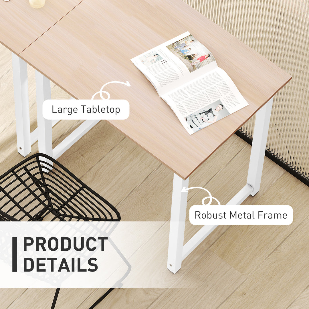 Computer Desk, Writing Table, 80 x 60 x 76cm Workstation for Home Office, Study with Metal Frame, Simple Assembly, White