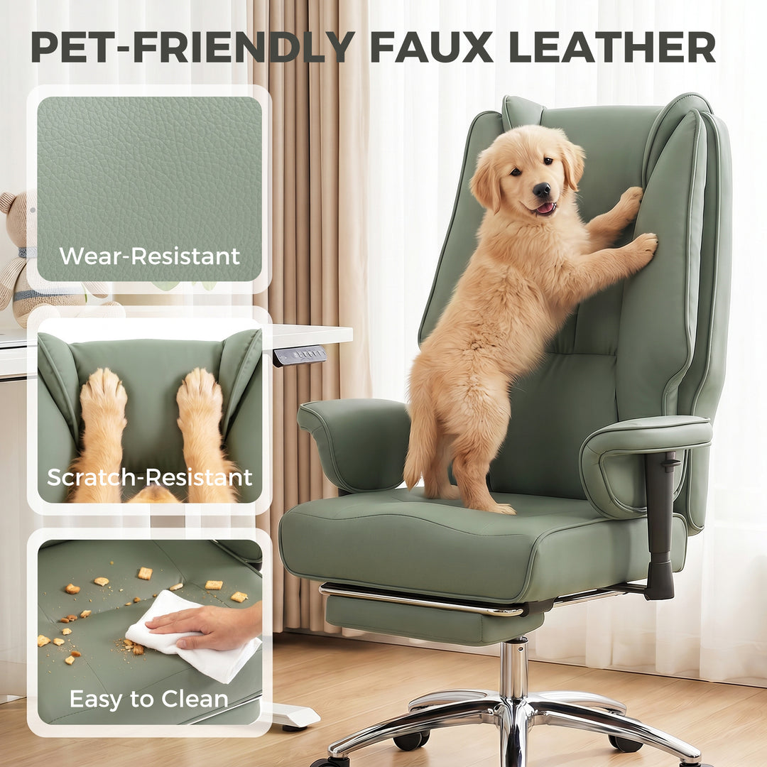 Executive Office Chair, Reclining Desk Chair with Footrest, Adjustable