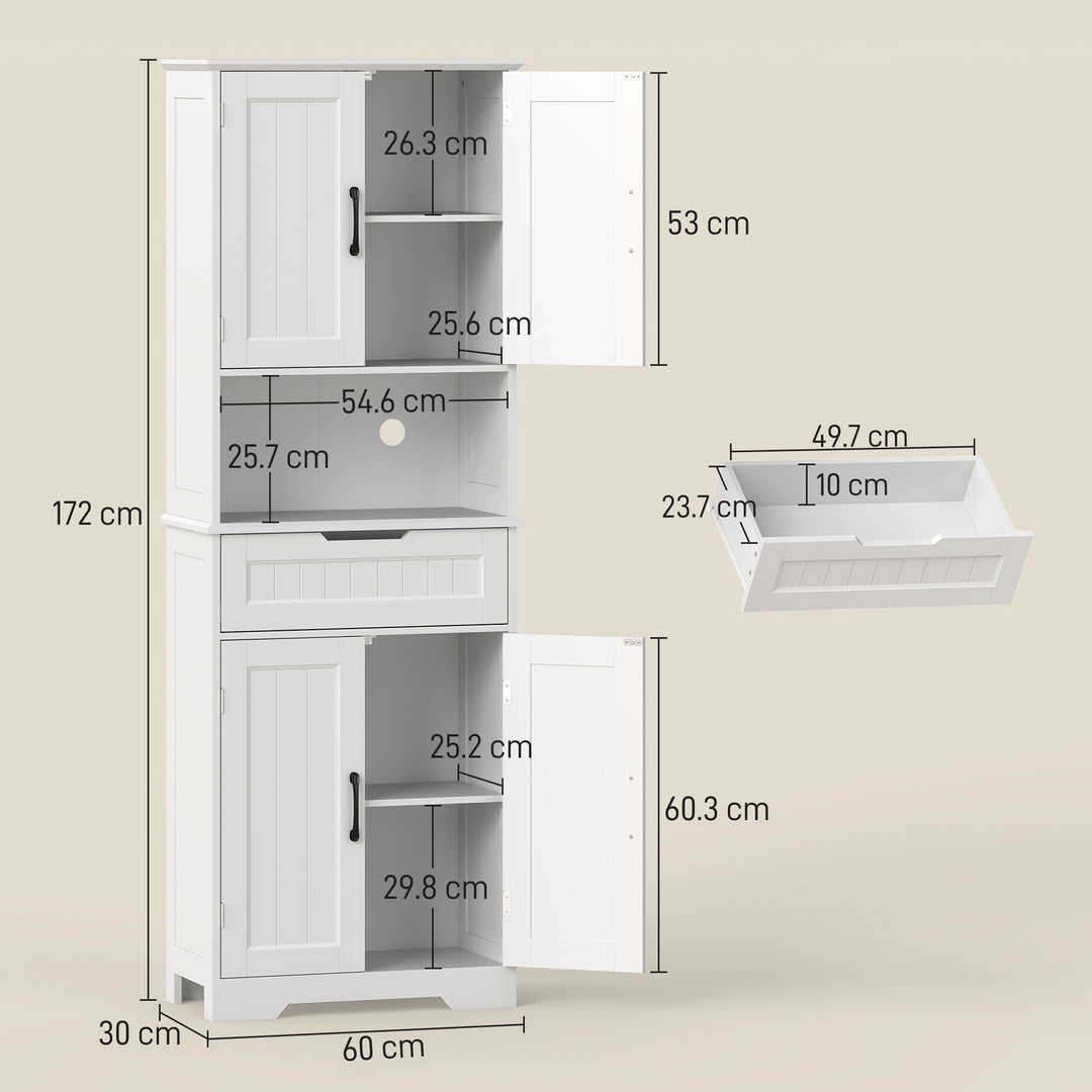 172 cm Tall Kitchen Pantry Cupboard with Small Open Counter - view 3