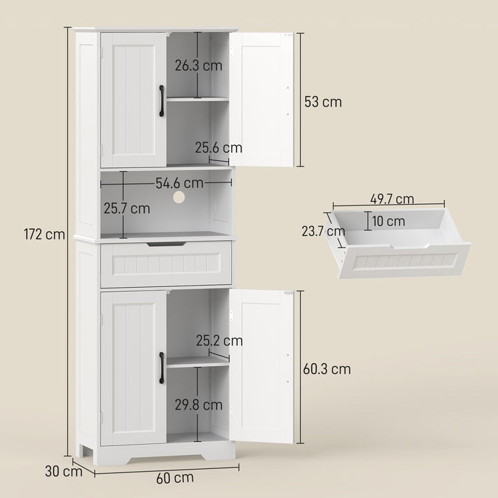 172 cm Tall Kitchen Pantry Cupboard with Small Open Counter - view 3