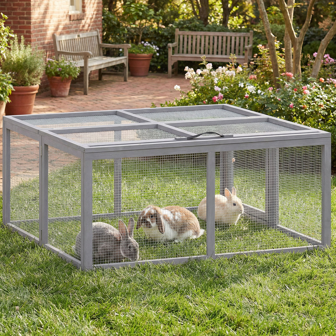 Rabbit Hutch Outdoor, Foldable Guinea Pig House with Openable Top, for