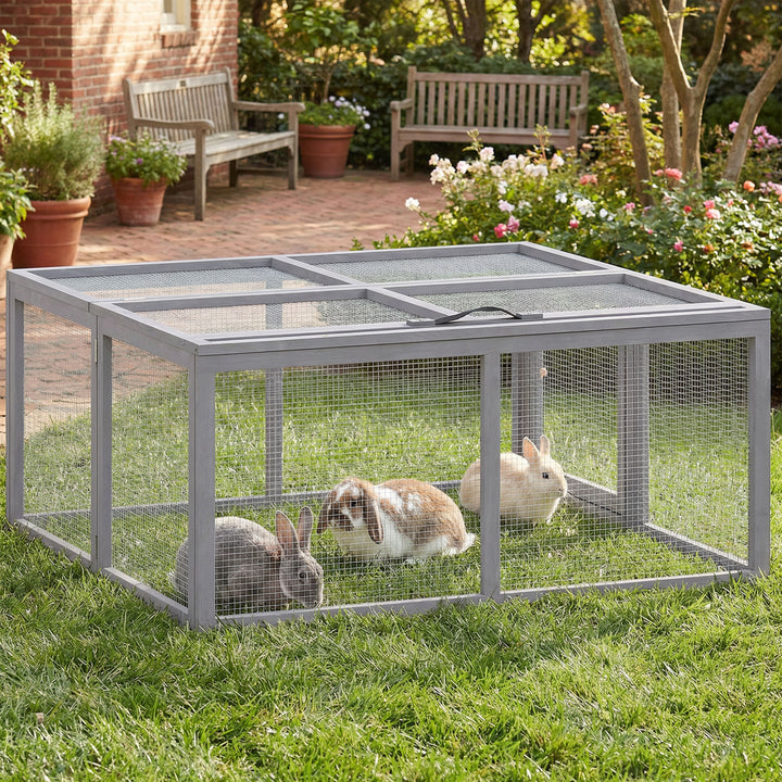 Rabbit Hutch Outdoor, Foldable Guinea Pig House with Openable Top, for