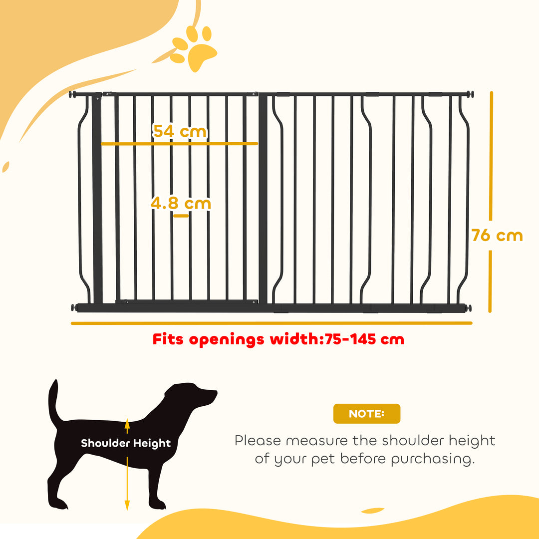 Extra Wide Dog Safety Gate, with Door Pressure, for Doorways, Hallways, Staircases - Black