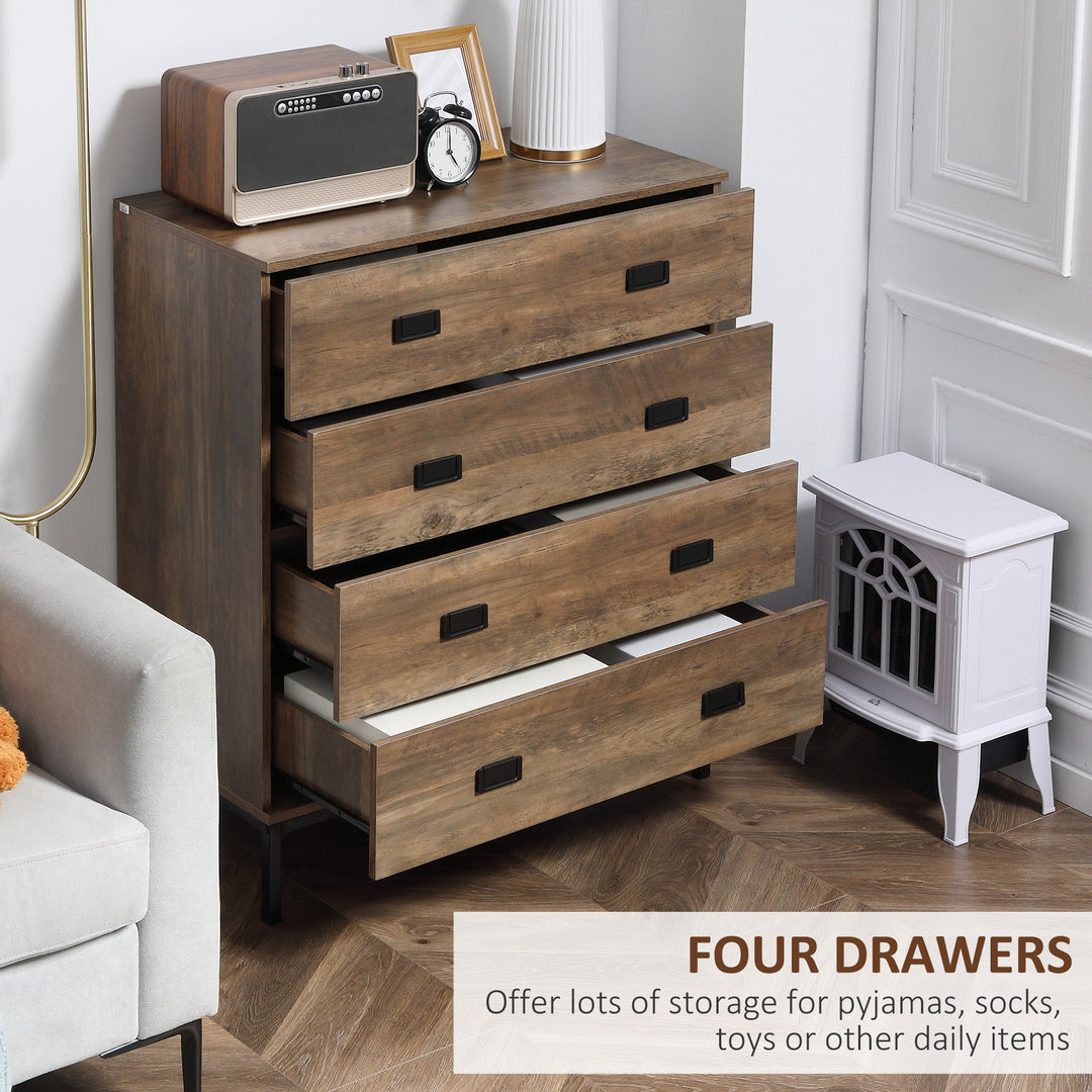 MCL Chest of Drawers, 4-Drawer Storage Organiser Unit with Metal Frame for Bedroom, Living Room, Brown