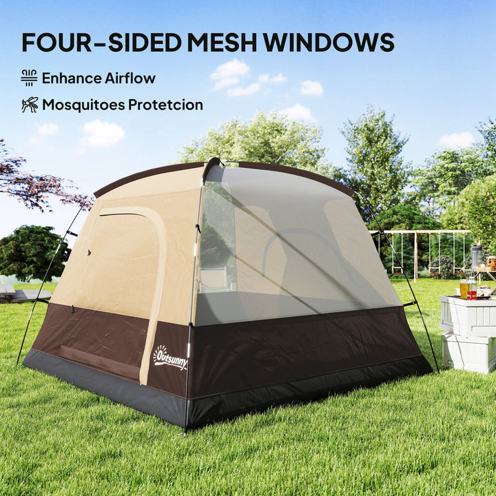 3-4 Person Camping Tent, Easy Set Up 3-4 Man Tent w/ Sewn-in Groundshe