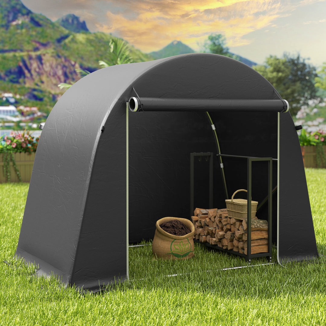 8 x 4 ft Garden Storage Tent, Waterproof Bike Tent with Roll-up Zipper Door and Galvanised Metal Frame