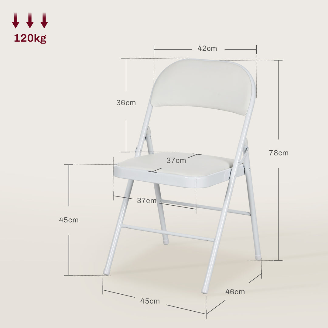 Set of Two Cushioned Folding Chairs - White