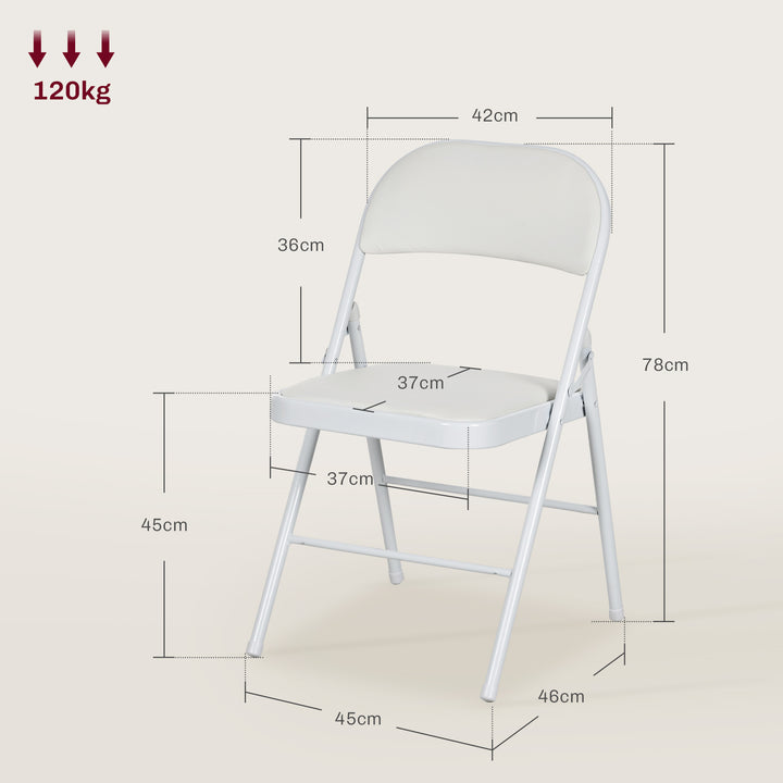 Set of Two Cushioned Folding Chairs - White