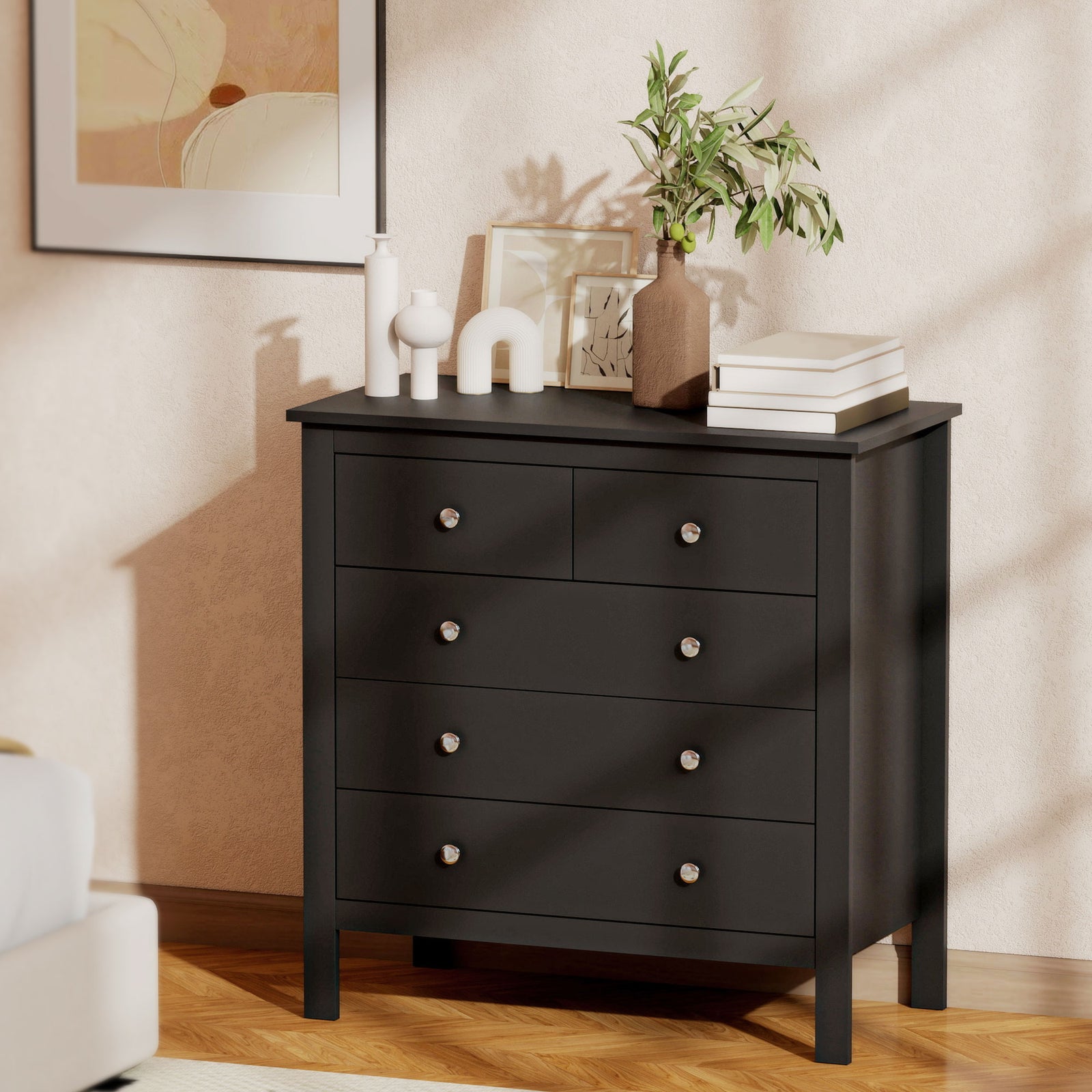 5 Drawer Dresser for Bedroom, Modern Chest of Drawers, Wide Storage Un